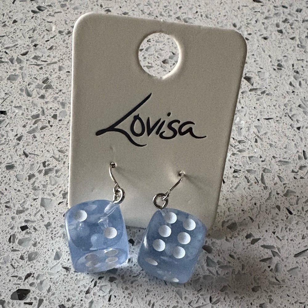 LOVISA NWT Blue and White Dice Earrings